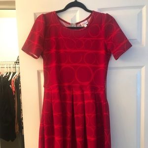 LuLaRoe Amelia Dress Red Circles Medium
